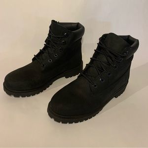 TIMBERLAND Premium 6" Waterproof Junior Size 5.5 Black Nubuck Boots